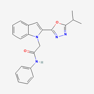 molecular formula C21H20N4O2 B3312910 N-phenyl-2-{2-[5-(propan-2-yl)-1,3,4-oxadiazol-2-yl]-1H-indol-1-yl}acetamide CAS No. 946335-37-1