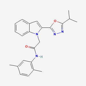 molecular formula C23H24N4O2 B3312912 N-(2,5-dimethylphenyl)-2-{2-[5-(propan-2-yl)-1,3,4-oxadiazol-2-yl]-1H-indol-1-yl}acetamide CAS No. 946335-40-6