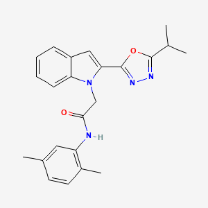 B3312912 N-(2,5-dimethylphenyl)-2-(2-(5-isopropyl-1,3,4-oxadiazol-2-yl)-1H-indol-1-yl)acetamide CAS No. 946335-40-6