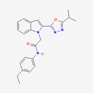 molecular formula C23H24N4O2 B3312924 N-(4-ethylphenyl)-2-{2-[5-(propan-2-yl)-1,3,4-oxadiazol-2-yl]-1H-indol-1-yl}acetamide CAS No. 946335-44-0