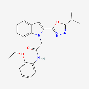 molecular formula C23H24N4O3 B3312926 N-(2-ethoxyphenyl)-2-{2-[5-(propan-2-yl)-1,3,4-oxadiazol-2-yl]-1H-indol-1-yl}acetamide CAS No. 946335-52-0