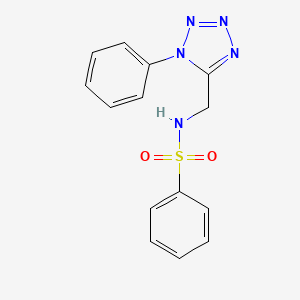 molecular formula C14H13N5O2S B3312929 N-[(1-phenyl-1H-1,2,3,4-tetrazol-5-yl)methyl]benzenesulfonamide CAS No. 946335-53-1