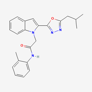 molecular formula C23H24N4O2 B3312958 N-(2-methylphenyl)-2-{2-[5-(2-methylpropyl)-1,3,4-oxadiazol-2-yl]-1H-indol-1-yl}acetamide CAS No. 946336-08-9