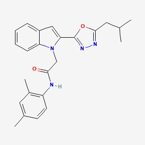 molecular formula C24H26N4O2 B3312960 N-(2,4-dimethylphenyl)-2-{2-[5-(2-methylpropyl)-1,3,4-oxadiazol-2-yl]-1H-indol-1-yl}acetamide CAS No. 946336-12-5