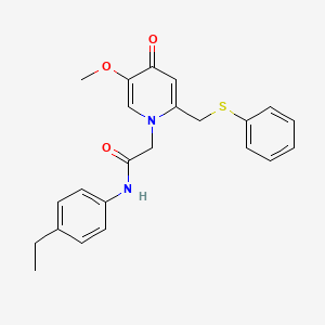 B3312993 N-(4-ethylphenyl)-2-(5-methoxy-4-oxo-2-((phenylthio)methyl)pyridin-1(4H)-yl)acetamide CAS No. 946338-68-7