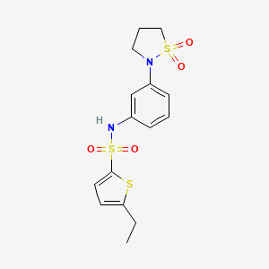 molecular formula C15H18N2O4S3 B3313055 N-[3-(1,1-dioxo-1lambda6,2-thiazolidin-2-yl)phenyl]-5-ethylthiophene-2-sulfonamide CAS No. 946342-88-7