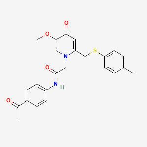 molecular formula C24H24N2O4S B3313100 N-(4-acetylphenyl)-2-(5-methoxy-2-{[(4-methylphenyl)sulfanyl]methyl}-4-oxo-1,4-dihydropyridin-1-yl)acetamide CAS No. 946344-35-0