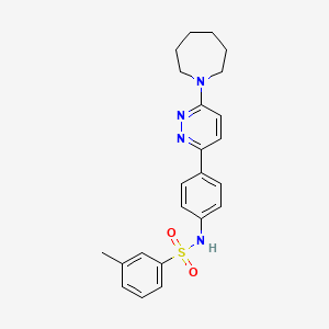 molecular formula C23H26N4O2S B3313134 N-{4-[6-(azepan-1-yl)pyridazin-3-yl]phenyl}-3-methylbenzene-1-sulfonamide CAS No. 946346-39-0