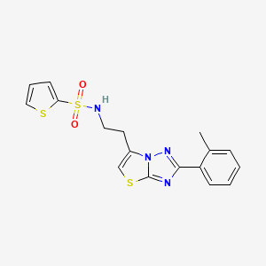 molecular formula C17H16N4O2S3 B3313294 N-{2-[2-(2-methylphenyl)-[1,2,4]triazolo[3,2-b][1,3]thiazol-6-yl]ethyl}thiophene-2-sulfonamide CAS No. 946357-76-2