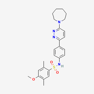 molecular formula C25H30N4O3S B3313340 N-{4-[6-(azepan-1-yl)pyridazin-3-yl]phenyl}-4-methoxy-2,5-dimethylbenzene-1-sulfonamide CAS No. 946358-54-9