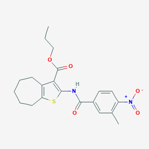 molecular formula C21H24N2O5S B331339 propyl 2-[(3-methyl-4-nitrobenzoyl)amino]-5,6,7,8-tetrahydro-4H-cyclohepta[b]thiophene-3-carboxylate 