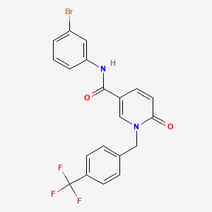 molecular formula C20H14BrF3N2O2 B3313390 N-(3-bromophenyl)-6-oxo-1-{[4-(trifluoromethyl)phenyl]methyl}-1,6-dihydropyridine-3-carboxamide CAS No. 946363-88-8