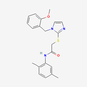 molecular formula C21H23N3O2S B3313483 N-(2,5-dimethylphenyl)-2-({1-[(2-methoxyphenyl)methyl]-1H-imidazol-2-yl}sulfanyl)acetamide CAS No. 946368-34-9