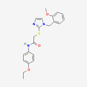 molecular formula C21H23N3O3S B3313487 N-(4-ethoxyphenyl)-2-({1-[(2-methoxyphenyl)methyl]-1H-imidazol-2-yl}sulfanyl)acetamide CAS No. 946368-42-9