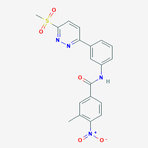 molecular formula C19H16N4O5S B3313523 N-[3-(6-methanesulfonylpyridazin-3-yl)phenyl]-3-methyl-4-nitrobenzamide CAS No. 946376-39-2