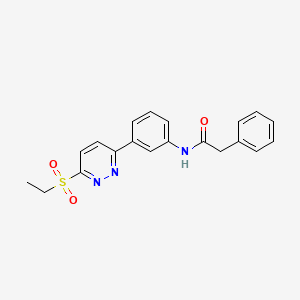 molecular formula C20H19N3O3S B3313538 N-{3-[6-(ethanesulfonyl)pyridazin-3-yl]phenyl}-2-phenylacetamide CAS No. 946376-55-2