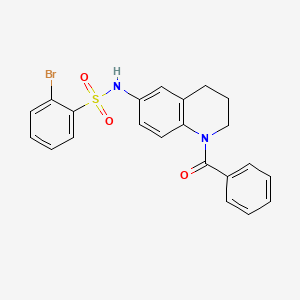 molecular formula C22H19BrN2O3S B3313585 N-(1-benzoyl-1,2,3,4-tetrahydroquinolin-6-yl)-2-bromobenzene-1-sulfonamide CAS No. 946380-79-6