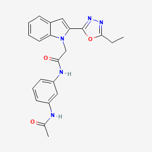 molecular formula C22H21N5O3 B3313620 N-(3-acetamidophenyl)-2-[2-(5-ethyl-1,3,4-oxadiazol-2-yl)-1H-indol-1-yl]acetamide CAS No. 946381-25-5