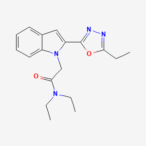molecular formula C18H22N4O2 B3313622 N,N-diethyl-2-[2-(5-ethyl-1,3,4-oxadiazol-2-yl)-1H-indol-1-yl]acetamide CAS No. 946381-33-5