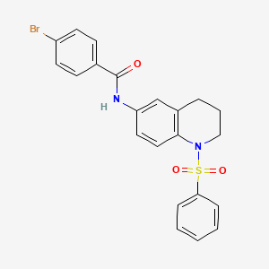 molecular formula C22H19BrN2O3S B3313664 N-[1-(benzenesulfonyl)-1,2,3,4-tetrahydroquinolin-6-yl]-4-bromobenzamide CAS No. 946381-78-8