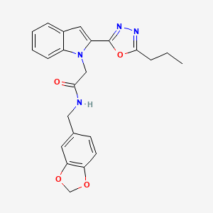 molecular formula C23H22N4O4 B3313672 N-[(2H-1,3-benzodioxol-5-yl)methyl]-2-[2-(5-propyl-1,3,4-oxadiazol-2-yl)-1H-indol-1-yl]acetamide CAS No. 946381-89-1