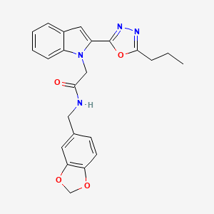N-(1,3-benzodioxol-5-ylmethyl)-2-[2-(5-propyl-1,3,4-oxadiazol-2-yl)-1H-indol-1-yl]acetamide
