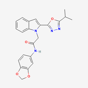N-(benzo[d][1,3]dioxol-5-yl)-2-(2-(5-isopropyl-1,3,4-oxadiazol-2-yl)-1H-indol-1-yl)acetamide