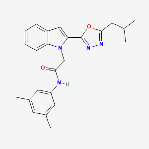 molecular formula C24H26N4O2 B3313720 N-(3,5-dimethylphenyl)-2-{2-[5-(2-methylpropyl)-1,3,4-oxadiazol-2-yl]-1H-indol-1-yl}acetamide CAS No. 946382-87-2
