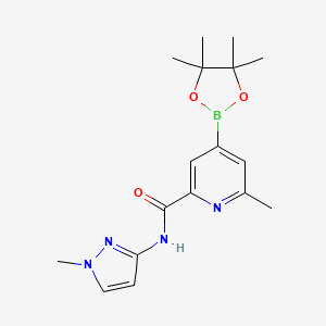 molecular formula C17H23BN4O3 B3313836 2-Methyl-6-((1-methyl-1H-pyrazol-3-yl)carbamoyl)pyridine-4-boronic acid pinacol ester CAS No. 947179-32-0