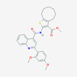 molecular formula C30H30N2O5S B331391 METHYL 2-({[2-(2,4-DIMETHOXYPHENYL)-4-QUINOLYL]CARBONYL}AMINO)-4,5,6,7,8,9-HEXAHYDROCYCLOOCTA[B]THIOPHENE-3-CARBOXYLATE 
