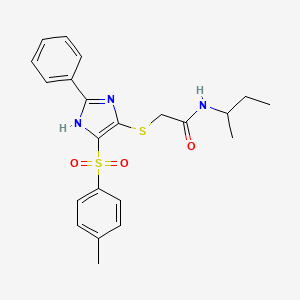 molecular formula C22H25N3O3S2 B3314201 N-(butan-2-yl)-2-{[4-(4-methylbenzenesulfonyl)-2-phenyl-1H-imidazol-5-yl]sulfanyl}acetamide CAS No. 950396-66-4