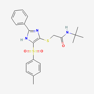 molecular formula C22H25N3O3S2 B3314208 N-tert-butyl-2-{[4-(4-methylbenzenesulfonyl)-2-phenyl-1H-imidazol-5-yl]sulfanyl}acetamide CAS No. 950420-87-8