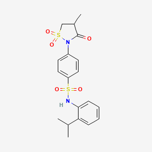 molecular formula C19H22N2O5S2 B3315846 N-(2-isopropylphenyl)-4-(4-methyl-1,1-dioxido-3-oxoisothiazolidin-2-yl)benzenesulfonamide CAS No. 951896-29-0