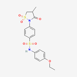 molecular formula C18H20N2O6S2 B3315850 N-(4-ethoxyphenyl)-4-(4-methyl-1,1-dioxido-3-oxoisothiazolidin-2-yl)benzenesulfonamide CAS No. 951896-78-9