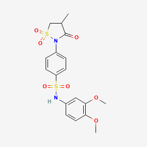 molecular formula C18H20N2O7S2 B3315861 N-(3,4-dimethoxyphenyl)-4-(4-methyl-1,1-dioxido-3-oxoisothiazolidin-2-yl)benzenesulfonamide CAS No. 951896-96-1