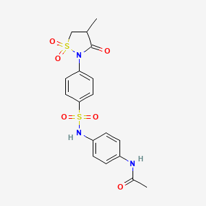 molecular formula C18H19N3O6S2 B3315888 N-{4-[4-(4-methyl-1,1,3-trioxo-1lambda6,2-thiazolidin-2-yl)benzenesulfonamido]phenyl}acetamide CAS No. 951898-28-5