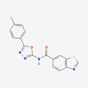 molecular formula C17H12N4O2S B3316107 N-[5-(4-methylphenyl)-1,3,4-oxadiazol-2-yl]-1,3-benzothiazole-6-carboxamide CAS No. 952844-35-8