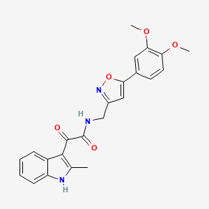 molecular formula C23H21N3O5 B3316149 N-{[5-(3,4-dimethoxyphenyl)-1,2-oxazol-3-yl]methyl}-2-(2-methyl-1H-indol-3-yl)-2-oxoacetamide CAS No. 953016-53-0