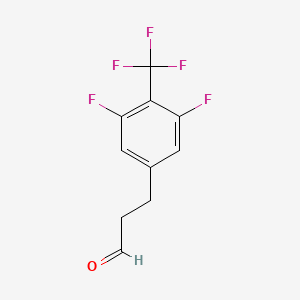 molecular formula C10H7F5O B3316923 Benzenepropanal, 3,5-difluoro-4-(trifluoromethyl)- (or 3-(3,5-Difluoro-4-trifluoromethylphenyl)propionaldehyde ) CAS No. 955403-66-4