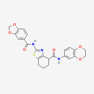 2-(benzo[d][1,3]dioxole-5-carboxamido)-N-(2,3-dihydrobenzo[b][1,4]dioxin-6-yl)-4,5,6,7-tetrahydrobenzo[d]thiazole-4-carboxamide