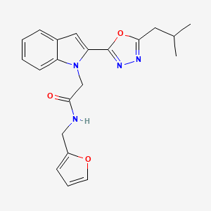 molecular formula C21H22N4O3 B3317000 N-[(furan-2-yl)methyl]-2-{2-[5-(2-methylpropyl)-1,3,4-oxadiazol-2-yl]-1H-indol-1-yl}acetamide CAS No. 955783-77-4