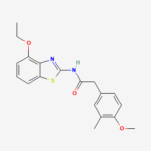 molecular formula C19H20N2O3S B3317050 N-(4-ethoxy-1,3-benzothiazol-2-yl)-2-(4-methoxy-3-methylphenyl)acetamide CAS No. 955916-86-6