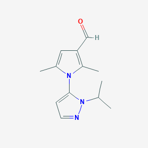 molecular formula C13H17N3O B3317119 2,5-dimethyl-1-[1-(propan-2-yl)-1H-pyrazol-5-yl]-1H-pyrrole-3-carbaldehyde CAS No. 956386-28-0