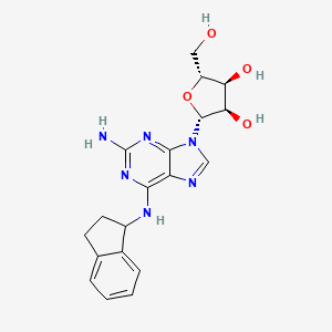 molecular formula C19H22N6O4 B3317555 (2R,3R,4S,5R)-2-(2-Amino-6-((2,3-dihydro-1H-inden-1-yl)amino)-9H-purin-9-yl)-5-(hydroxymethyl)tetrahydrofuran-3,4-diol CAS No. 96323-22-7