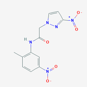 molecular formula C12H11N5O5 B331773 N-{5-nitro-2-methylphenyl}-2-{3-nitro-1H-pyrazol-1-yl}acetamide 
