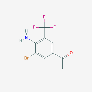 molecular formula C9H7BrF3NO B3317833 1-(4-Amino-3-bromo-5-(trifluoromethyl)phenyl)ethanone CAS No. 97760-77-5