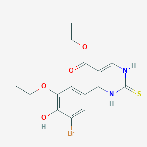molecular formula C16H19BrN2O4S B331789 ETHYL 4-(3-BROMO-5-ETHOXY-4-HYDROXYPHENYL)-6-METHYL-2-SULFANYLIDENE-1,2,3,4-TETRAHYDROPYRIMIDINE-5-CARBOXYLATE 