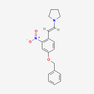 molecular formula C19H20N2O3 B3318355 PYRROLIDINE, 1-[(1E)-2-[2-NITRO-4-(PHENYLMETHOXY)PHENYL]ETHENYL]- CAS No. 99474-22-3