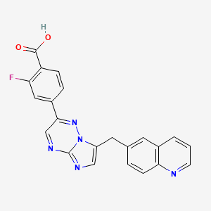 molecular formula C22H14FN5O2 B3318837 2-Fluoro-4-(7-(quinolin-6-ylmethyl)imidazo[1,2-b][1,2,4]triazin-2-yl)benzoic acid CAS No. 1029714-88-2