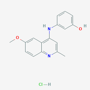 molecular formula C17H17ClN2O2 B3318856 3-((6-Methoxy-2-methylquinolin-4-yl)amino)phenol hydrochloride CAS No. 1030018-99-5
